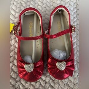 Dream Pairs Shiny Red Heart Bow Kids Shoes Girls 8 Holiday